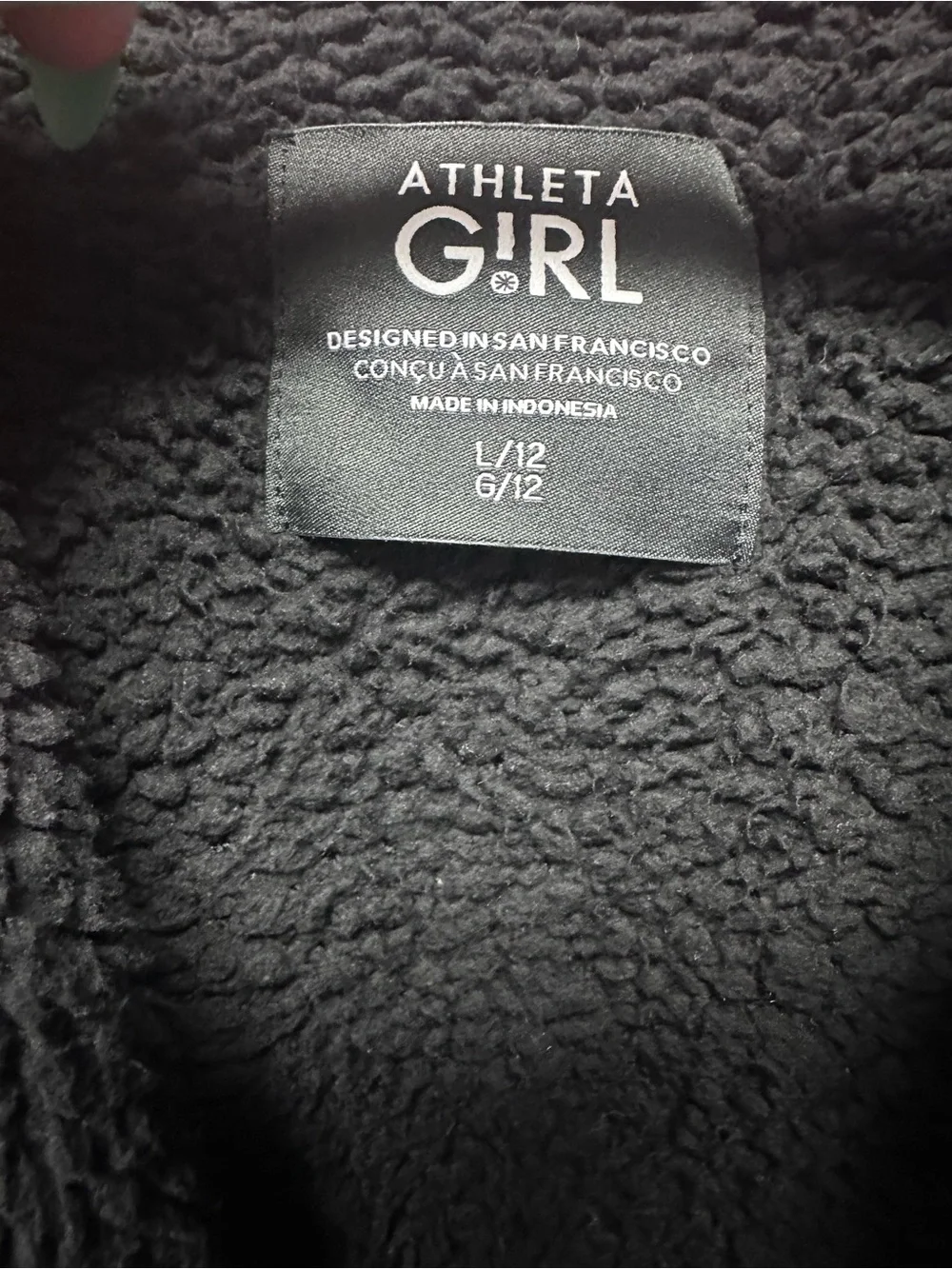 Athleta Girl Cozy Black Sherpa Hooded Jacket